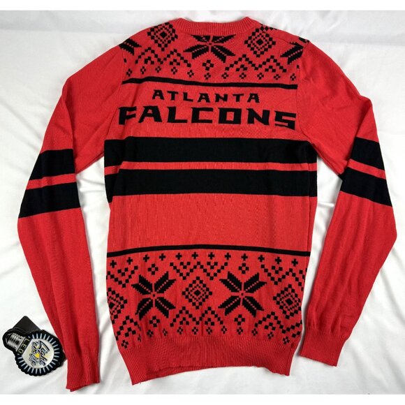 NWT NFL Licensed Men's Atlanta Falcons Red/Black Light Up Ugly Sweater Size Smal - Picture 2 of 10